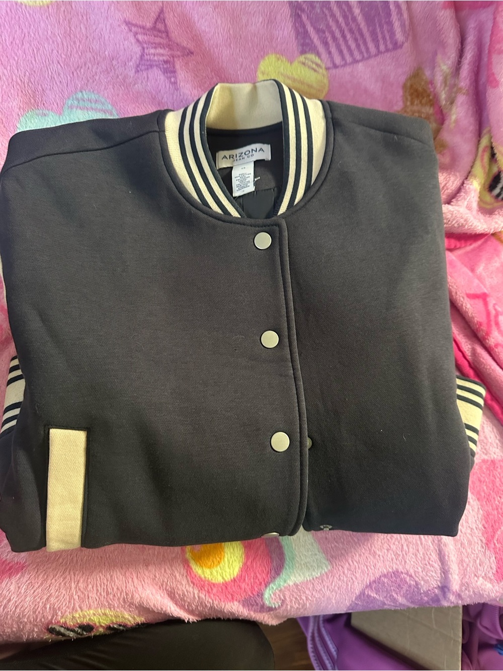 Arizona Jean Company Black & Cream Women's Varsity Jacket